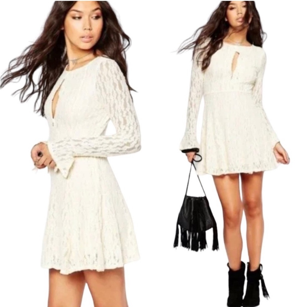 Free People shearling color minidress sz large NWT